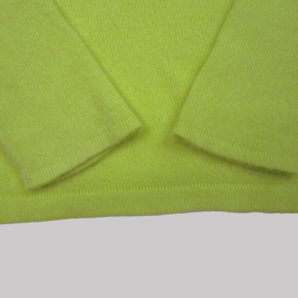 Chartreuse CASHMERE Pullover Sweater V Neck Polo Cuddly Knit Luxury - Picture 9 of 14